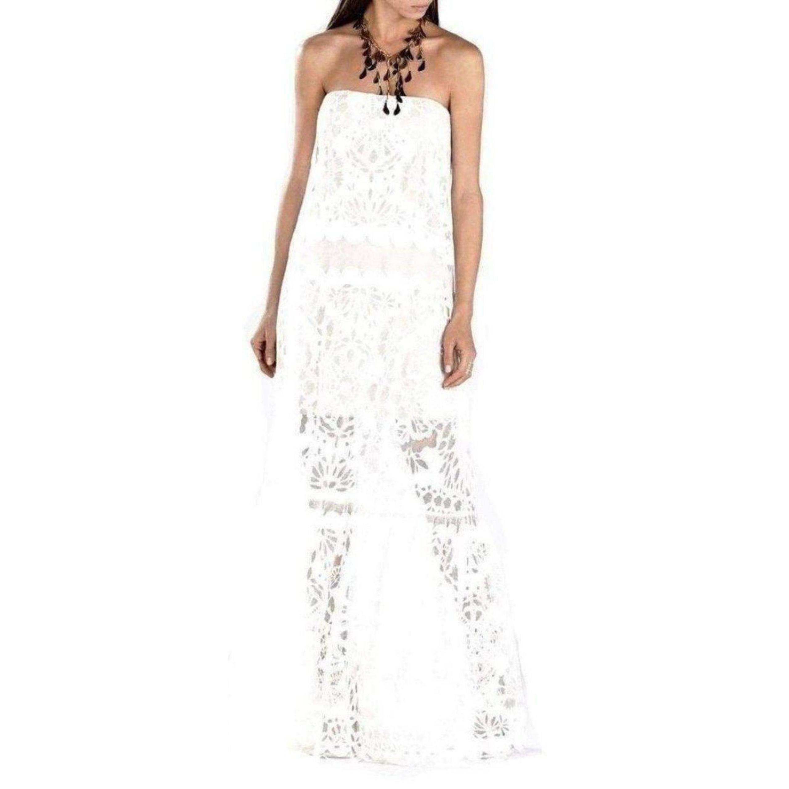 Bcbgmaxazria - Strapless Bottom Ruffle Cotton Gown - Us 0